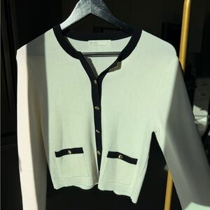 OAK + FORT Elegant Black and White Women's Sweater